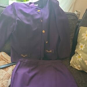 Elegant Purple Blazer and Skirt Set